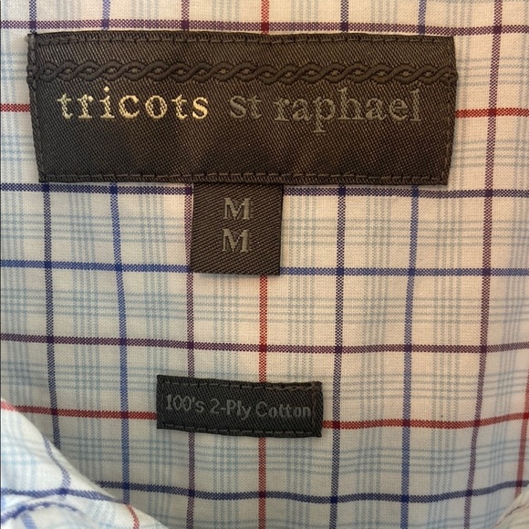 Classic Men's Plaid Long Sleeve Button Down Shirt, White and Blue and Red - Picture 2 of 5